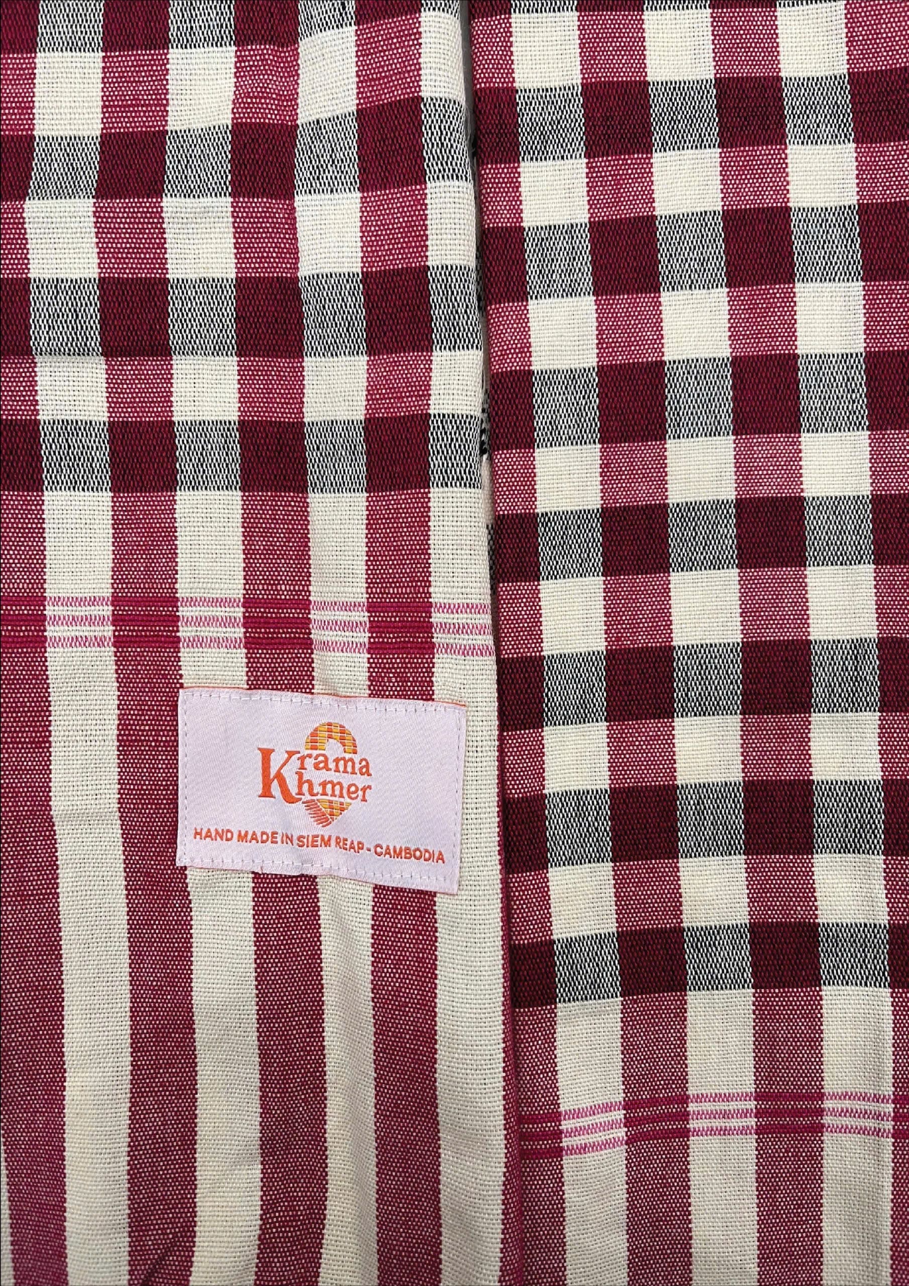Echarpe foulard coton Krama du Cambodge Monoromrouge noir et blanc XL 48x200 cm