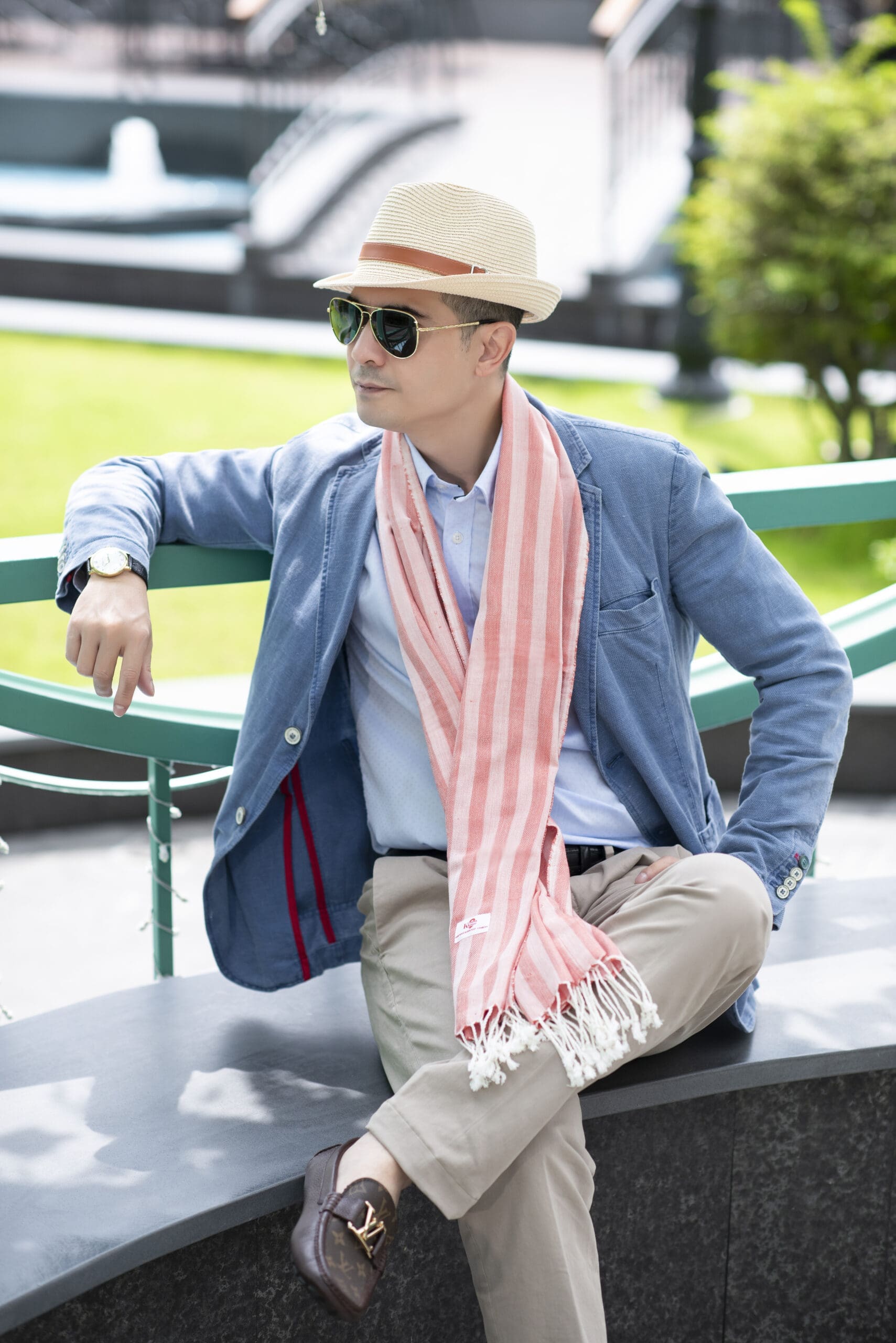 Echarpe foulard coton Krama du Cambodge Peam rose – Image 4