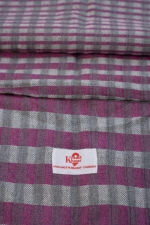 Cotton scarf headscarf Krama from Cambodia Kep purple and grey