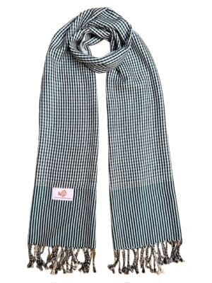 Echarpe foulard coton Krama du Cambodge Sihanouk bleu foncé