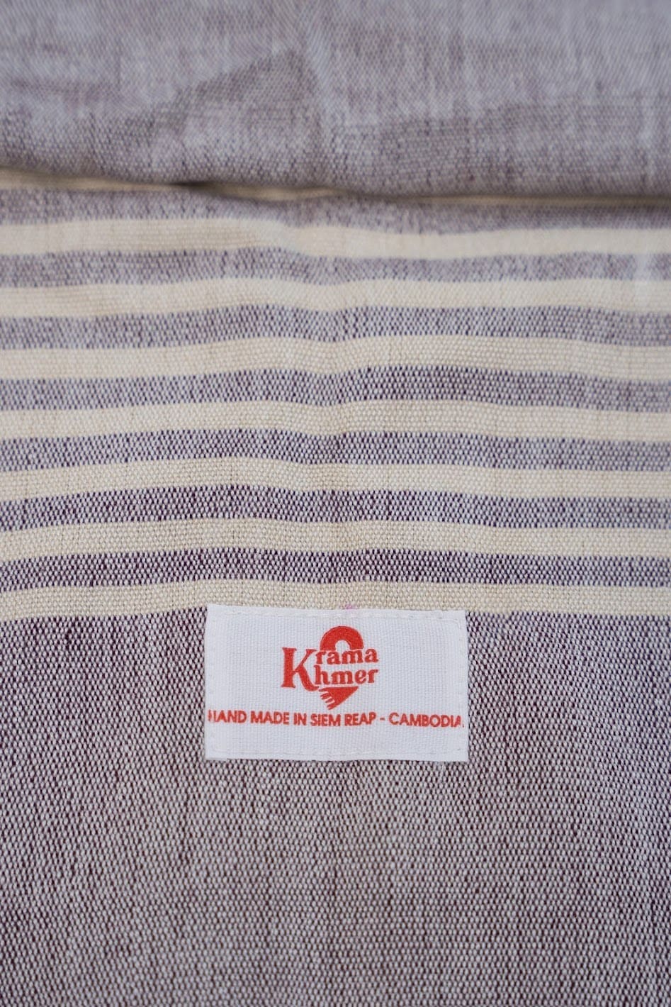 Cotton scarf headscarf Krama from Cambodia Takeo parma purple and white - Image 2
