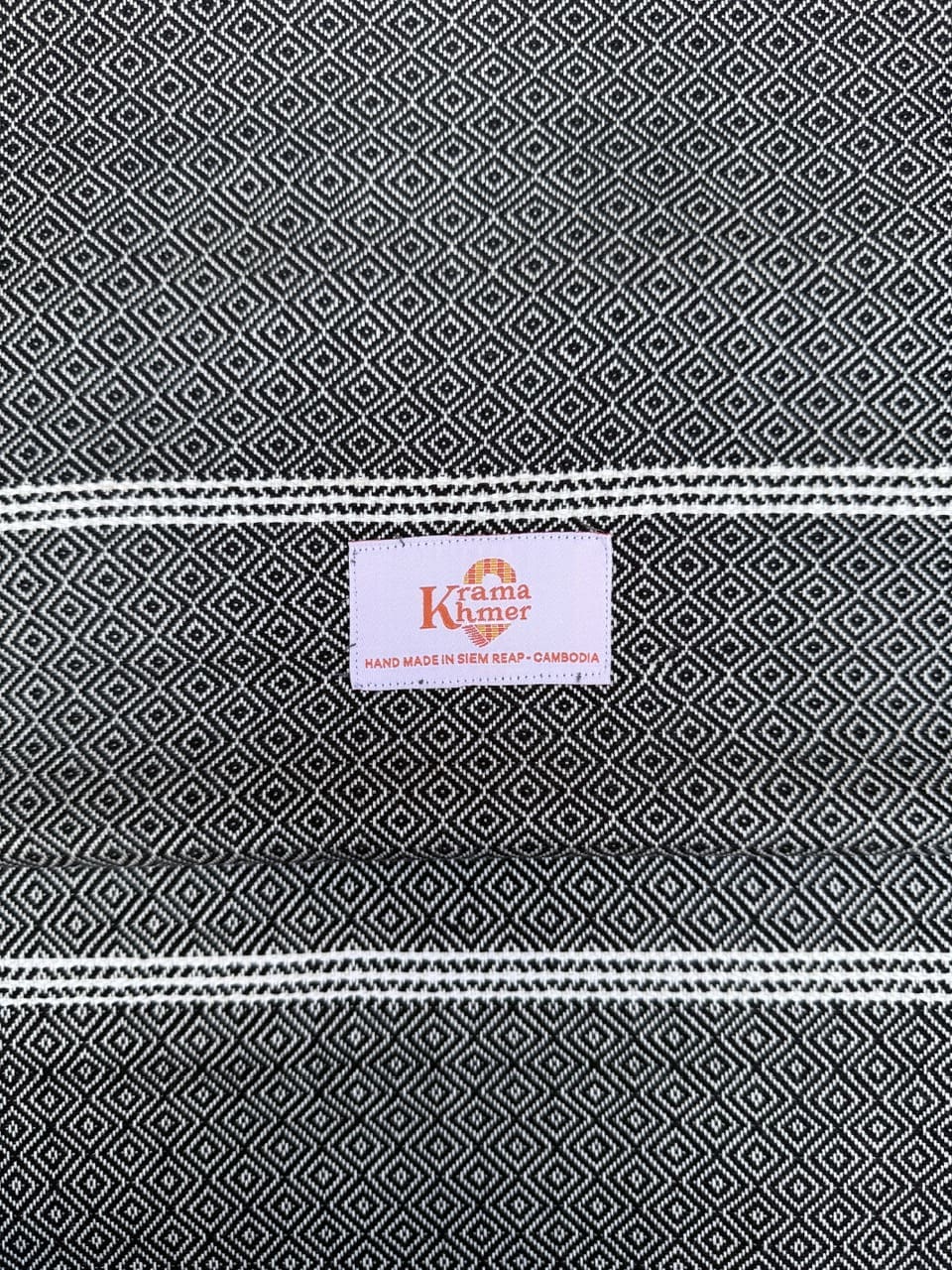 Echarpe foulard coton Krama du Cambodge Bacha noir XL 55x200 cm