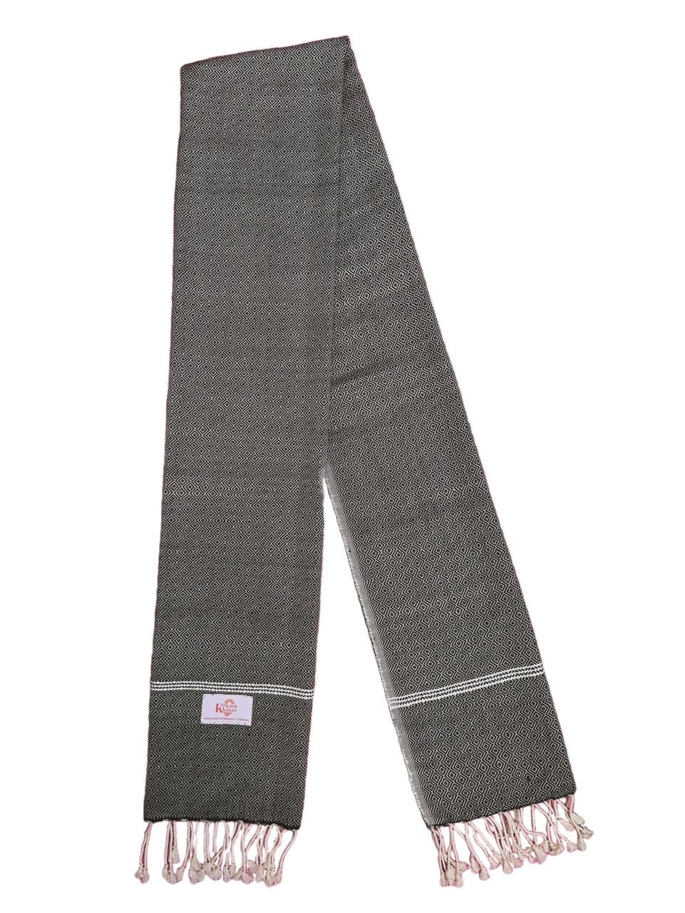 Echarpe foulard coton Krama du Cambodge Bacha noir XL 55x200 cm