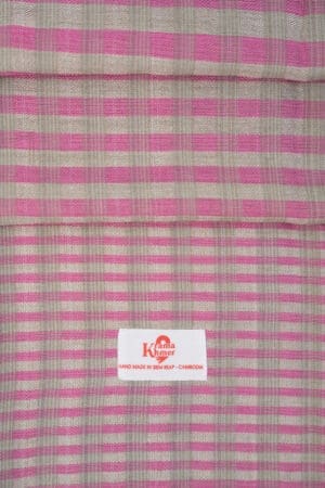 Cotton scarf headscarf Krama from Cambodia Bart pink and grey