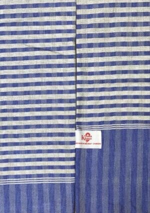 Cotton scarf headscarf Krama from Cambodia Kheew royal blue and grey 180x55 cm