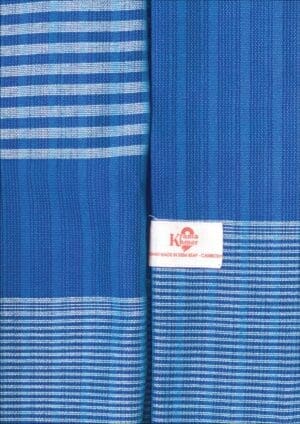 Cotton scarf headscarf Krama from Cambodia Samout light blue and royal blue 180x55 cm